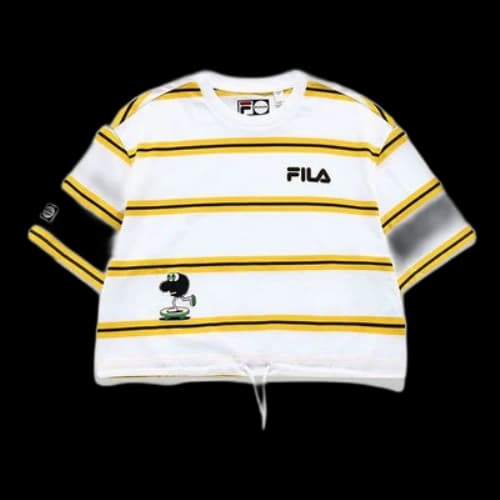FILA FUSION x Jeremyville Crossover Stripe Loose Short Sleeve Orange White Stripe