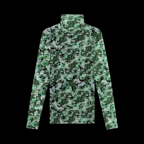 GANNI Printed Mesh Long-Sleeve 'Kelly Green'