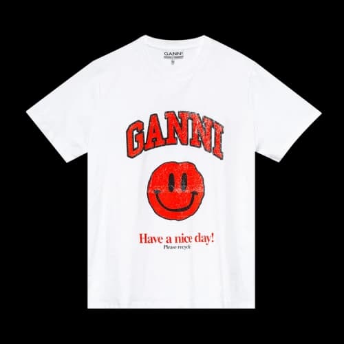 GANNI Jersey Smiley Tee 'Bright White'