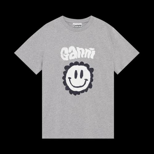 GANNI Smiley Logo Tee 'Paloma Melange'