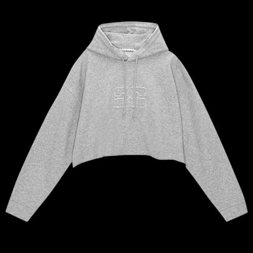 GANNI Isoli Cropped Oversized Hoodie 'Melange'