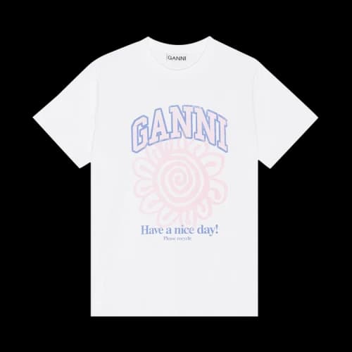 GANNI Basic Jersey Flower Relaxed T-Shirt 'Bright White'