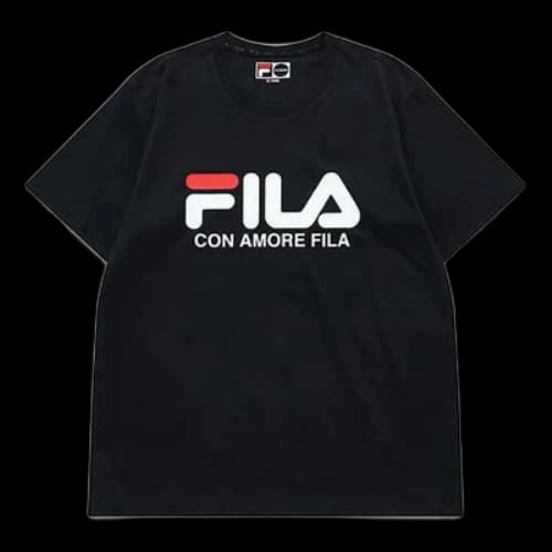 FILA FUSION Logo Printing Casual Round Neck Short Sleeve Carbon Black T-Shirt