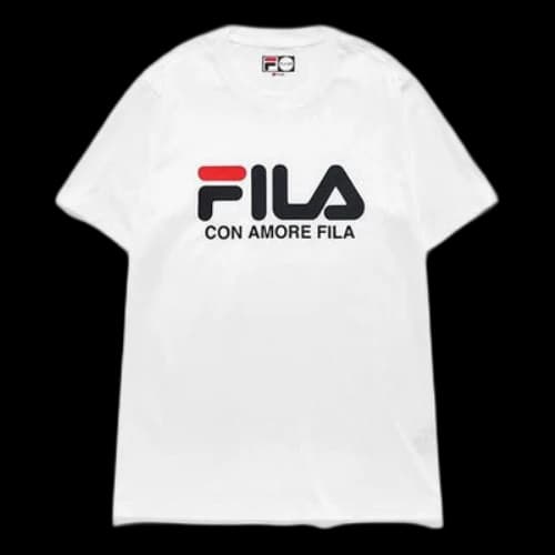 FILA FUSION Logo Printing Casual Round Neck Short Sleeve White