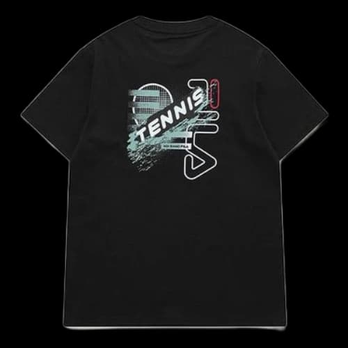 FILA FUSION Creative Alphabet Printing Round Neck Short Sleeve Black