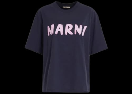 Marni Oversized Logo T-Shirts Blue Black