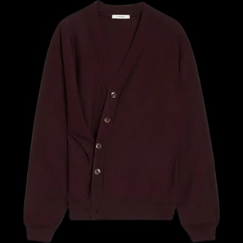Lemaire Relaxed Twisted Cardigan 'Dark Plum'