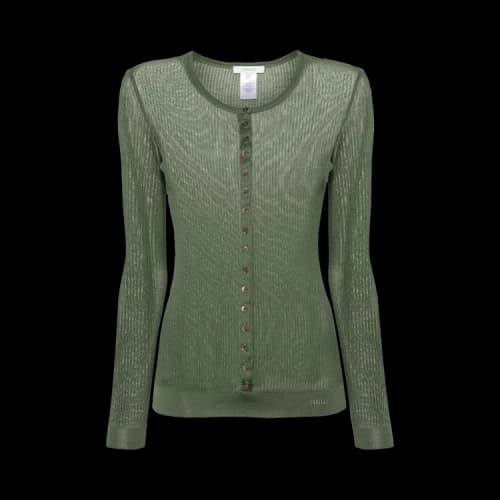 Lemaire Buttons Seamless Rib Top 'Smoky Green'