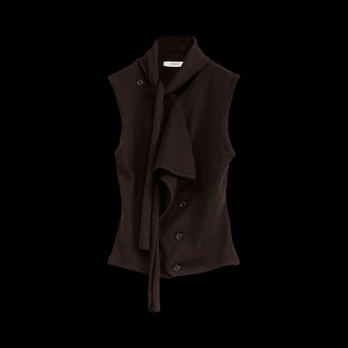 Lemaire Asymmetrical Sleeveless Cardigan 'Pecan Brown'