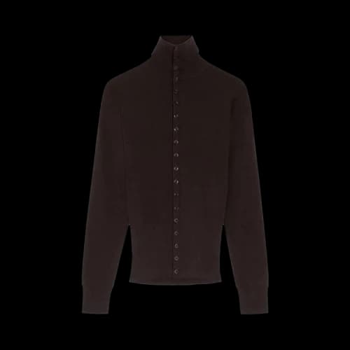 Lemaire Buttoned Fitted Cardigan 'Aubergine'