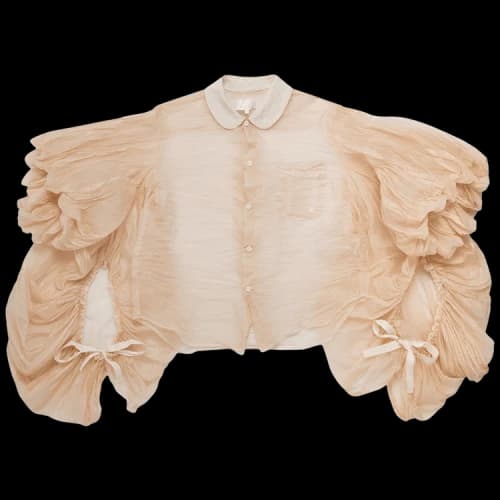 Comme des Garcons Ruffled Collar Loose-Sleeve Blouse Beige
