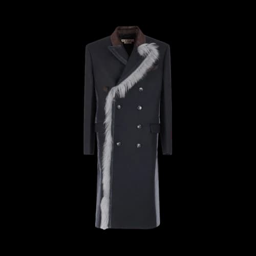 Marni Wool Coat with Fur Trim 'Black'