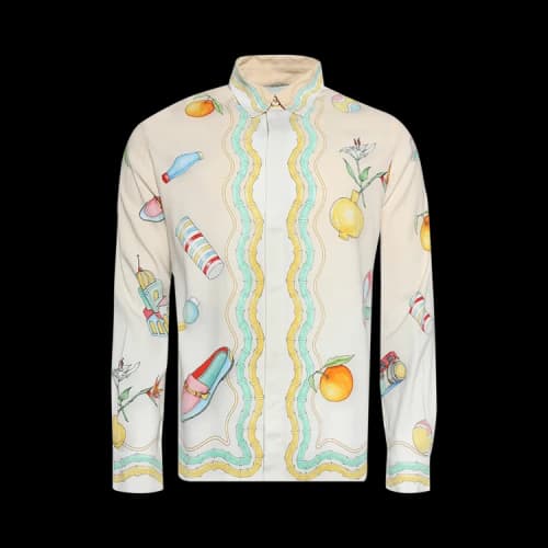 Casablanca Cuban Collar Long-Sleeve Shirt 'Objets En Vrac'