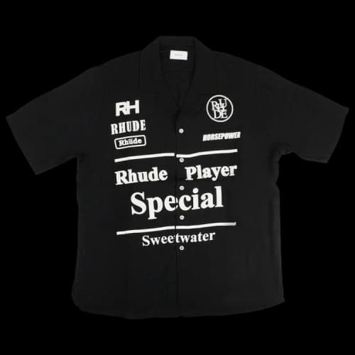 Rhude Racing Logo Hawaiian Shirt 'Black'