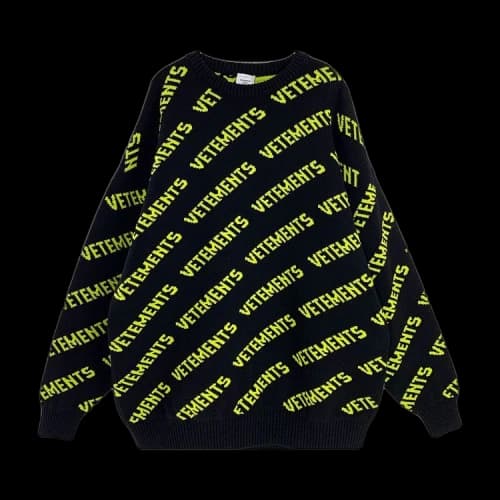 Vetements Monogram Knitted Jumper 'Black/Neon Yellow'