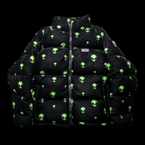 Vetements Extraterrestrial Velvet Puffer Jacket 'Black'