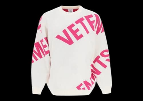Vetements Allover Maxi Logo Crew Sweat White/Pink