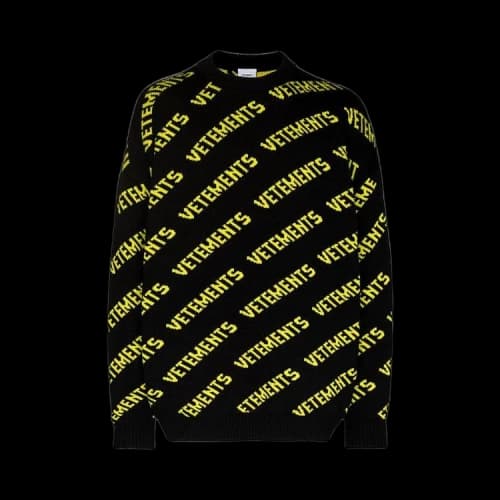 Vetements Monogram Knitted Sweater 'Black/Neon Yellow'