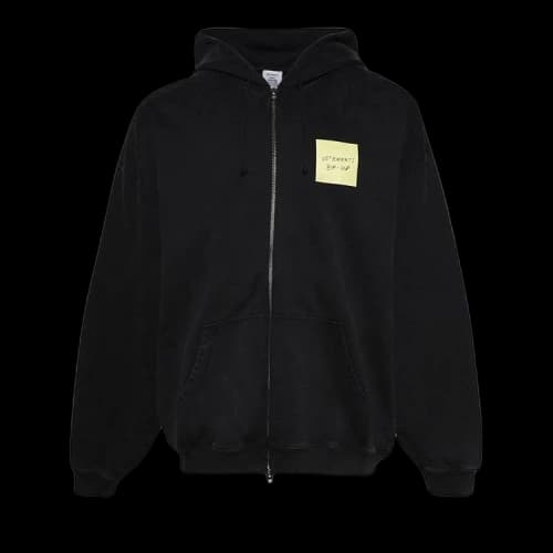 Vetements Sticker Zip-Up Hoodie 'Black'
