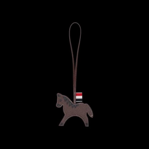 Thom Browne Horse Charm In Pebble Grain Leather 'Dark Brown'