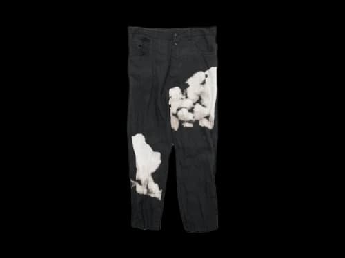 Undercover Printed Linen Trousers Black Base