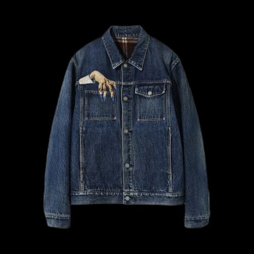 Undercover Bead Embroidered Denim Jacket 'Indigo'