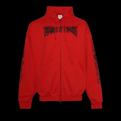 Vetements Cof Double Logo Oversized Zip-Up Hoodie 'Red'