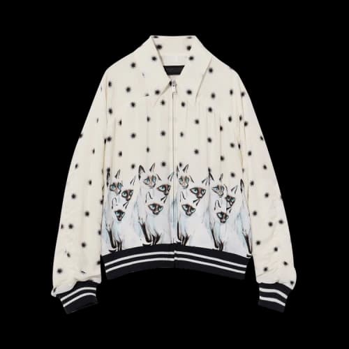 Undercover Cat Sequin Baseball Jacket 'Ivory'