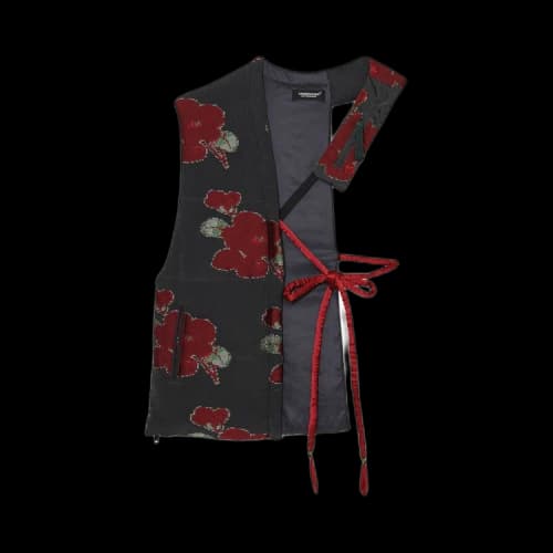 Undercover Throne of Blood Half Vest with Rope Belt Floral 'Black'