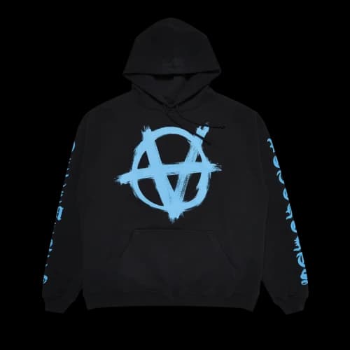 Vetements Double Anarchy Logo Hoodie 'Black/Light Blue'