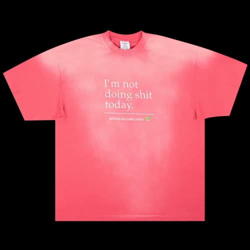 Vetements Not Doing Shit Today T-Shirt 'Pink'