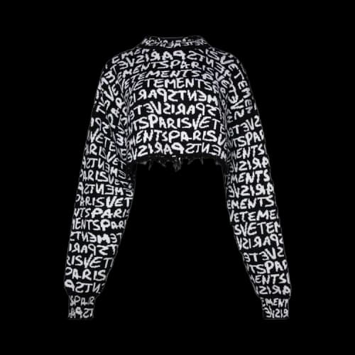 Vetements Graffiti Monogram Cropped Sweater 'Black/White'
