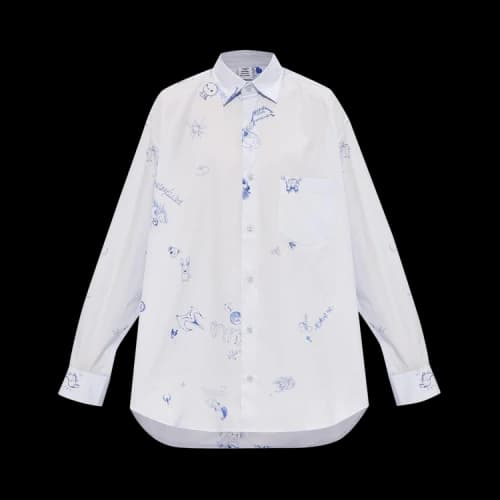 Vetements Graffiti Print Oversized Long-Sleeve Shirt 'Blue'