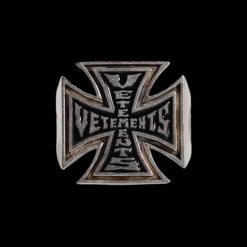 Vetements Tripple Biker Cross Logo Ring 'Silver'