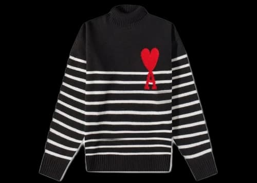 Ami Paris Ami De Coeur Striped Sweater Black/White/Red