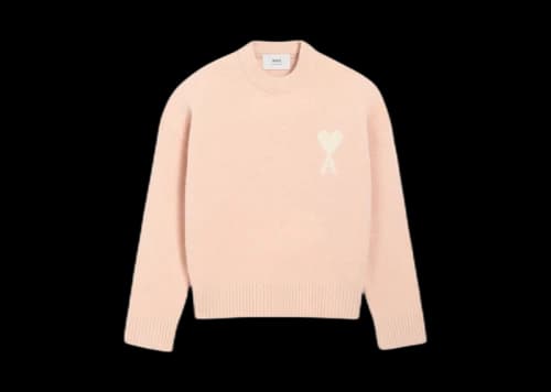 Ami Paris Ami De Coeur Logo Crewneck Sweater Pink