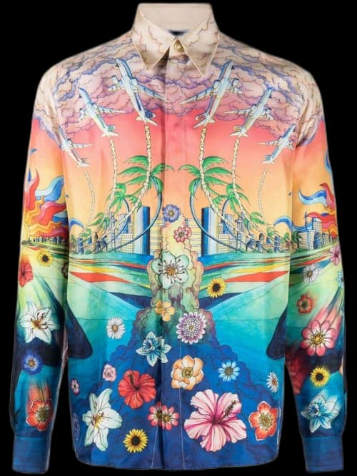 Casablanca Graphic-Print Silk Shirt Multicolour