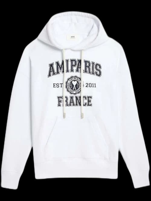 Ami Paris Logo Hoodie White