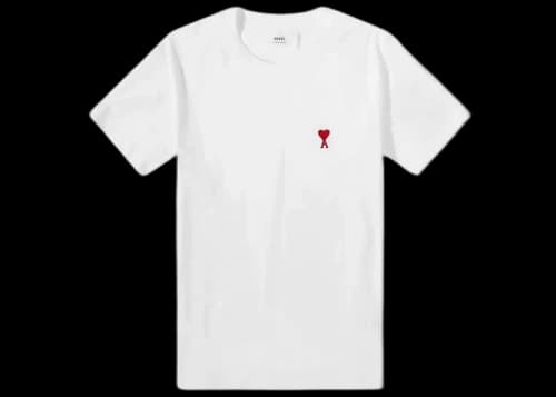 Ami Paris Tonal Ami De Coeur S/S T-shirt Natural White/Red