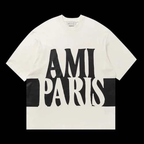 Ami Oversize Fit Short-Sleeve T-Shirt With Ami Paris Print 'Blanc Creme'