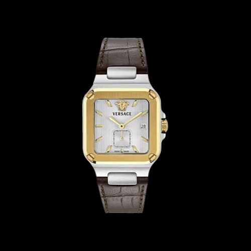Versace Greca Edge Leather Watch 'Two Tone'