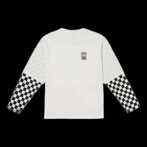 Vans Spaced Out Logo Checker Pearl Long Sleeve T-Shirt 'White Black'