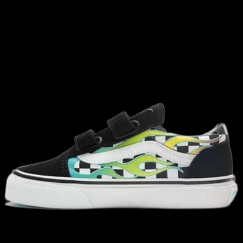 Vans Old Skool V Kids Flame Checkboard 'Black White'