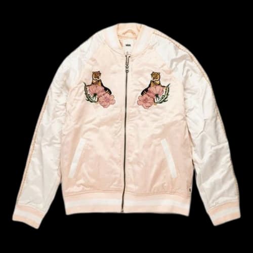 Vans Tiger Floral Embroidery Baseball Jacket Pink (Women's)
