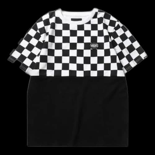 Vans Splicing Short Sleeve Black White Plaid