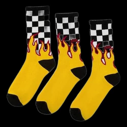 Vans Flame Check Crew Multi Socks 'Yellow Black White'