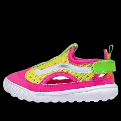 (TD) Vans Ultrarange Velcro Minimalistic Casual Yellow Pink Sandals