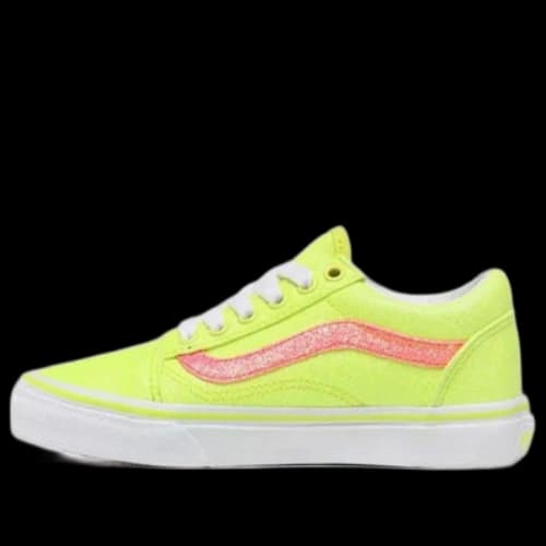 Vans Neon Glitter Old Skool Shoes Kids Yellow