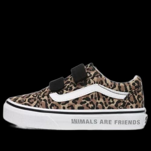Vans Animal Checkerboard Old Skool V Kids Leopard Grain Brown