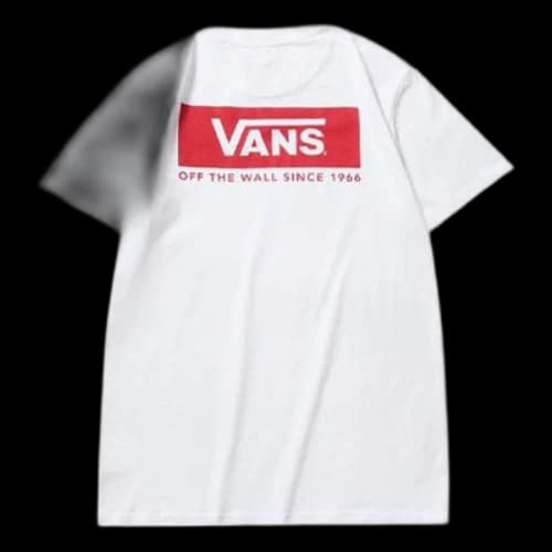 Vans Red Box II SS Logo Printing Short Sleeve Couple Style White